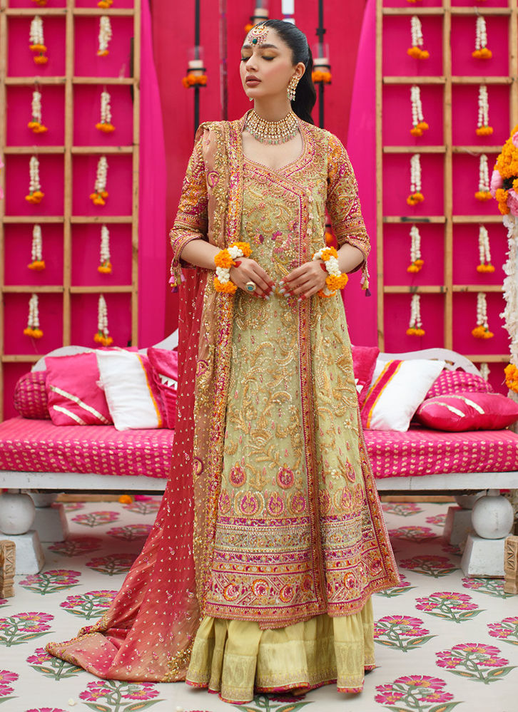 Farah Talib Aziz. Riha Saffron Lehenga Choli