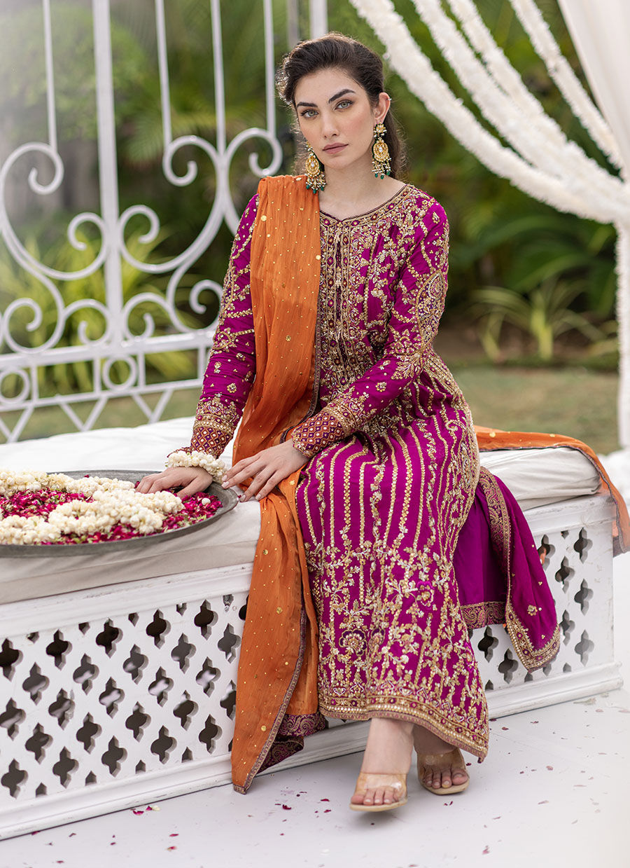 Magenta Color Silk Jacquard Dress Material