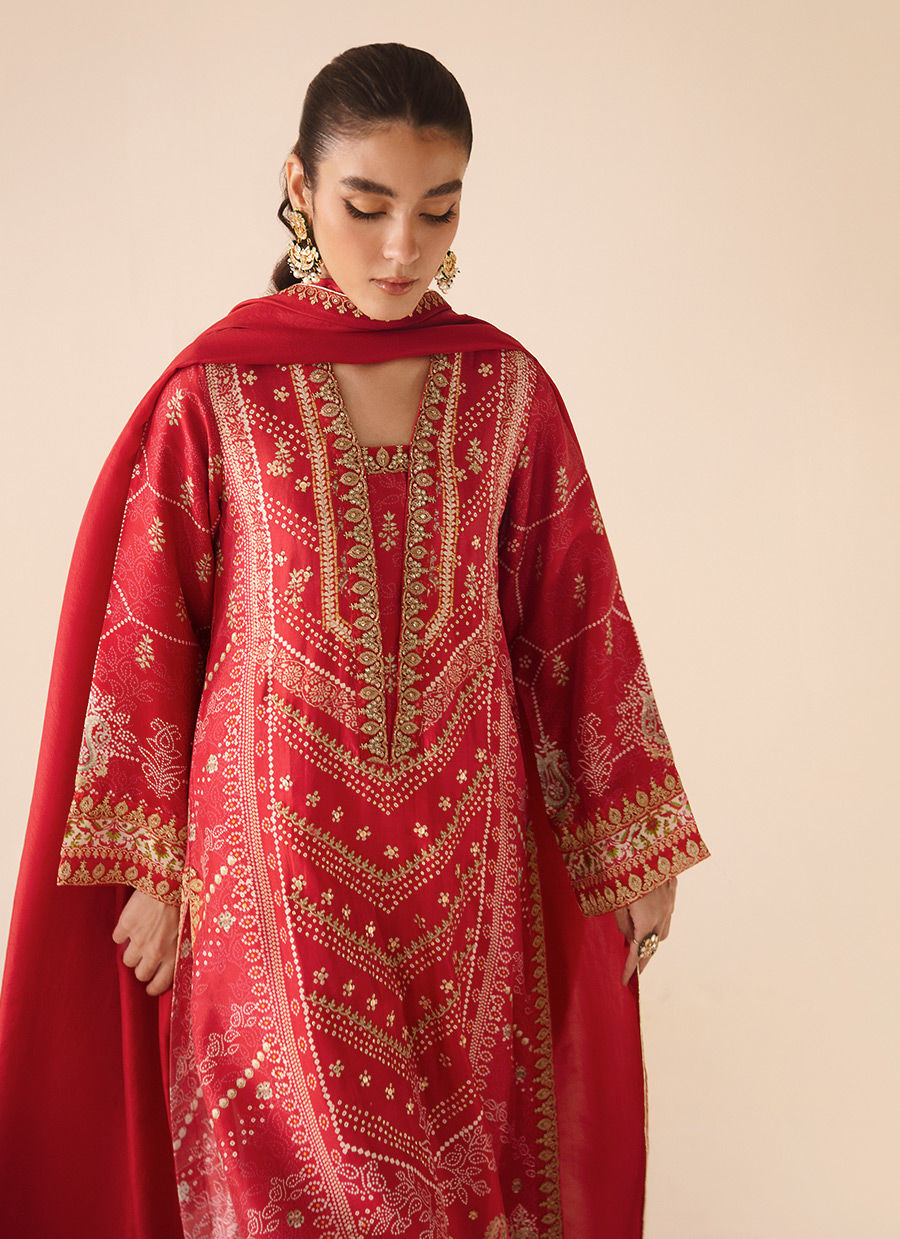 Aneeta Crimson Shirt And Dupatta - Farah Talib Aziz
